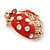 Red Enamel Clear/ AB Crystal Ladybug Brooch In Gold Plating - 25mm L - view 3