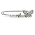 Medium Clear Crystal Double Butterfly Safety Pin Brooch In Silver Tone - 65mm L - view 5