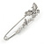 Medium Clear Crystal Double Butterfly Safety Pin Brooch In Silver Tone - 65mm L - view 6