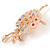 Gold Plated Multicoloured Crystal Ballerina Brooch - 55mm L - view 3