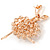 Gold Plated Multicoloured Crystal Ballerina Brooch - 55mm L - view 5