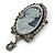 Vintage Inspired Grey/ Hematite Crystal Cameo with Charm Brooch In Antique Silver Tone - 63mm Across - view 3