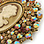 Oversized Crystal Tan Coloured Cameo Brooch/ Pendant In Gold Tone - 85mm L - view 5