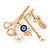 Gold Plated, Crystal, Pearl Hairdresser Charm Brooch - 45mm W - view 4
