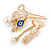 Gold Plated, Crystal, Pearl Hairdresser Charm Brooch - 45mm W - view 6