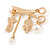 Gold Plated, Crystal, Pearl Hairdresser Charm Brooch - 45mm W - view 2