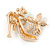 Gold Plated Crystal Shoe with Flowers Brooch - 45mm - view 5