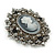 Oversized Crystal Grey Cameo Brooch/ Pendant In Silver Tone - 85mm L - view 5