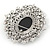 Oversized Crystal Grey Cameo Brooch/ Pendant In Silver Tone - 85mm L - view 6