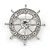 Silver Plated Clear Crystal Ship's Steering Wheel Brooch - 35mm D