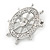 Silver Plated Clear Crystal Ship's Steering Wheel Brooch - 35mm D - view 2