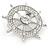 Silver Plated Clear Crystal Ship's Steering Wheel Brooch - 35mm D - view 3