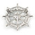 Silver Plated Clear Crystal Ship's Steering Wheel Brooch - 35mm D - view 4