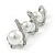 White Glass Pearl, Clear Crystal Spiral Fancy Brooch In Silver Tone - 60mm L - view 8