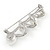 White Glass Pearl, Clear Crystal Spiral Fancy Brooch In Silver Tone - 60mm L - view 5