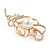 Gold Plated Clear Crystal Pearl Leaf Brooch - 80mm L - view 3