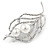 Silver Plated Clear Crystal Pearl Leaf Brooch - 75mm L - view 6