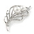 Silver Plated Clear Crystal Pearl Leaf Brooch - 75mm L - view 3