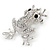 Silver Plated Clear/ Black Crystal Frog Brooch - 50mm L - view 6