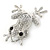 Silver Plated Clear/ Black Crystal Frog Brooch - 50mm L - view 4