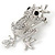 Silver Plated Clear/ Black Crystal Frog Brooch - 50mm L - view 2