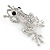 Silver Plated Clear/ Black Crystal Frog Brooch - 50mm L - view 3