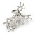Silver Plated Clear/ Black Crystal Frog Brooch - 50mm L - view 5