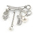 Silver Plated, Crystal, Pearl Hairdresser Charm Brooch - 45mm W - view 3
