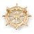 Gold Plated Clear Crystal Ship's Steering Wheel Brooch - 35mm D - view 4