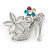Silver Plated Crystal Shoe with Flowers Brooch - 45mm - view 5