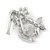 Silver Plated Crystal Shoe with Flowers Brooch - 45mm - view 4