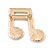 Gold Plated Pave Set Clear Crystal Musical Note Brooch - 35mm - view 4