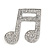 Silver Plated Pave Set Clear Crystal Musical Note Brooch - 35mm - view 5