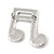 Silver Plated Pave Set Clear Crystal Musical Note Brooch - 35mm - view 4