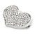 Silver Plated Pave Set Clear Crystal Heart Brooch - 47mm - view 3