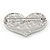 Silver Plated Pave Set Clear Crystal Heart Brooch - 47mm - view 4