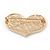 Gold Plated Pave Set Clear Crystal Heart Brooch - 47mm - view 4