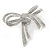 Double Bow Clear Crystal Brooch In Rhodium Plating - 55mm W - view 5