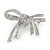 Double Bow Clear Crystal Brooch In Rhodium Plating - 55mm W - view 7