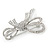 Double Bow Clear Crystal Brooch In Rhodium Plating - 55mm W - view 2