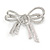 Double Bow Clear Crystal Brooch In Rhodium Plating - 55mm W - view 3