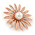 Clear Crystal Glass Pearl Flower Brooch In Rose Gold Tone Metal - 40mm D - view 3