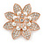 Bridal Crystal, Glass Pearl Flower Brooch In Rose Gold Tone - 55mm D