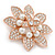 Bridal Crystal, Glass Pearl Flower Brooch In Rose Gold Tone - 55mm D - view 3