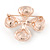 Vintage Inspired White Glass  Pearl Crystal Cross Brooch In Rose Gold Metal - 45mm - view 2