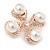 Vintage Inspired White Glass  Pearl Crystal Cross Brooch In Rose Gold Metal - 45mm - view 4