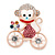 Gold Plated Multicoloured Crystal Monkey On The Bicycle Brooch - 40mm L - view 4