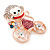 Gold Plated Multicoloured Crystal Monkey On The Bicycle Brooch - 40mm L - view 2