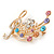 Gold Plated Multicoloured Crystal Musical Notes Brooch - 45mm L - view 2