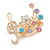 Gold Plated Multicoloured Crystal Musical Notes Brooch - 45mm L - view 3
